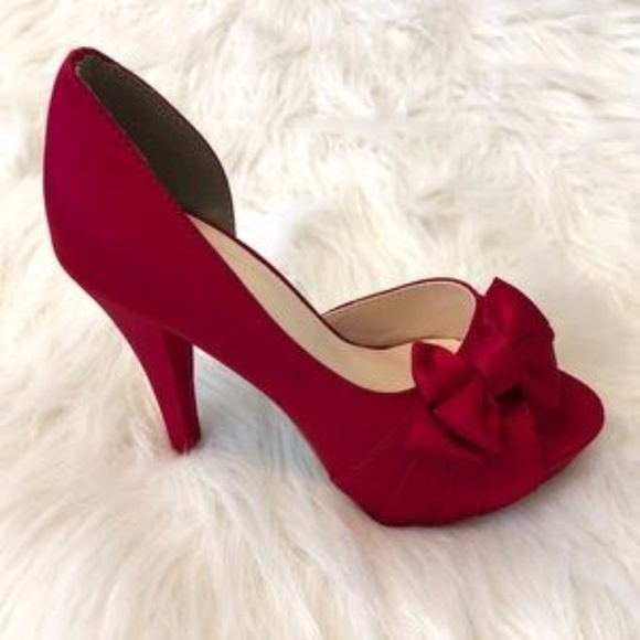 NEW Satin Peep Toe Bow D'Orsay Platform Stiletto - Picture 5 of 9